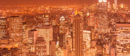 View of New York Manhattan during sunset hours