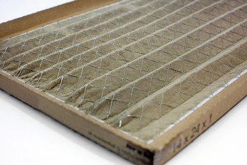 Dirty home air conditioner filter. Horizontal
