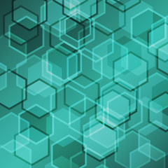 Abstract green gradient background with hexagon
