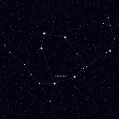 Sky Map with the name of the stars and constellations. Astronomical symbol constellation Serpens © lauritta