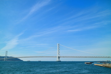 マリンピア神戸から見る明石海峡大橋