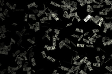 Flying american dollars - 3d rendering