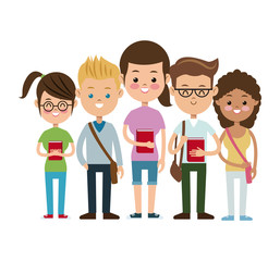 back to school study puplis team vector illustration eps 10