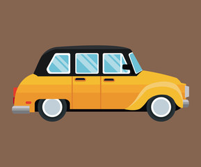 old taxi car side view brown background vector illustration eps 10