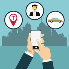 taxi service online app city background vector illustration eps 10 © Jemastock