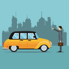 Naklejka na ściany i meble old cab car passenger user service public vector illustration eps 10