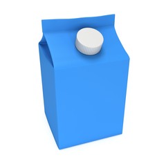 Milk or juice box with lid. Retail package mockup. 3d render illustration isolated on white.
