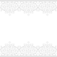 Vector white and gray vintage floral background. Light Seamless pattern