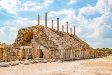 Al Bass archaeological site in Tyre, Lebanon. It is located about 80 km south of Beirut. Tyre has led to its designation as a UNESCO World Heritage Site in 1984.