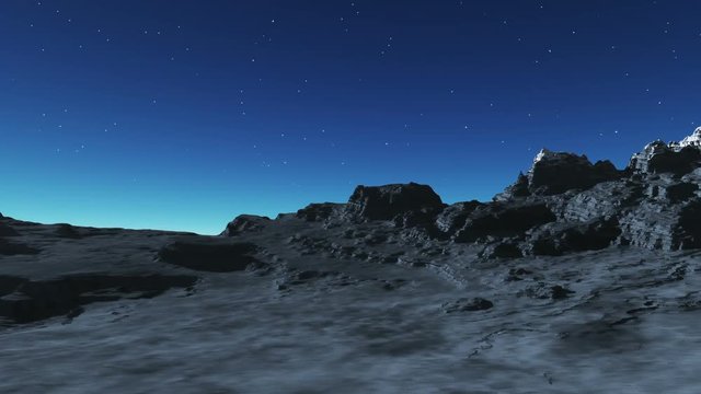 Snowy Blue Mountain Peak At Night With Stars