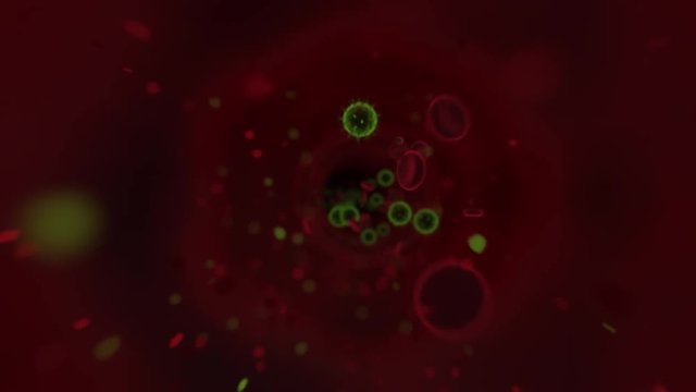 Streaming Red Blood Cells With Green Viruses