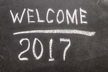 Fototapeta premium Welcome 2017 on the chalk board 