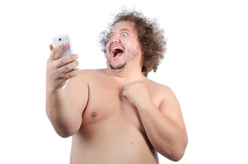 Fototapeta premium Fat guy and selfie.