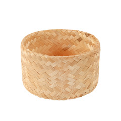 bamboo basket handmade isolated on white background