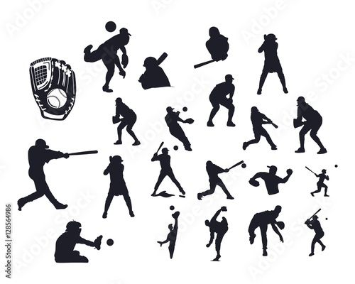 "Baseball Vector Silhouette Set" Stock image and royalty-free vector