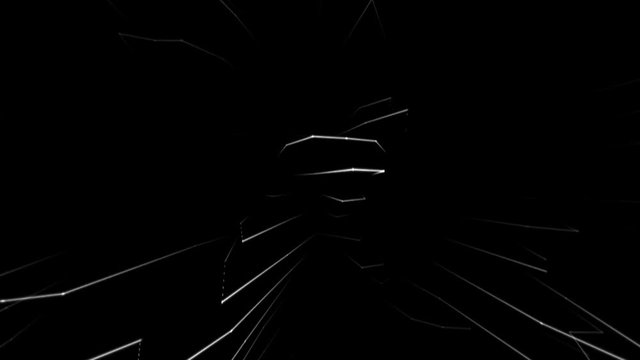 VJ Footage. Generative Visuals. White Generative Lines Appearing from the Dark Depth.