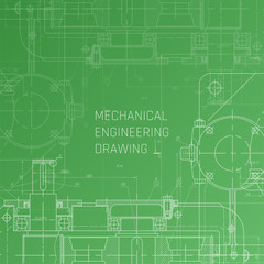 Mechanical Engineering drawing. Engineering Drawing Background. Blueprint vector.