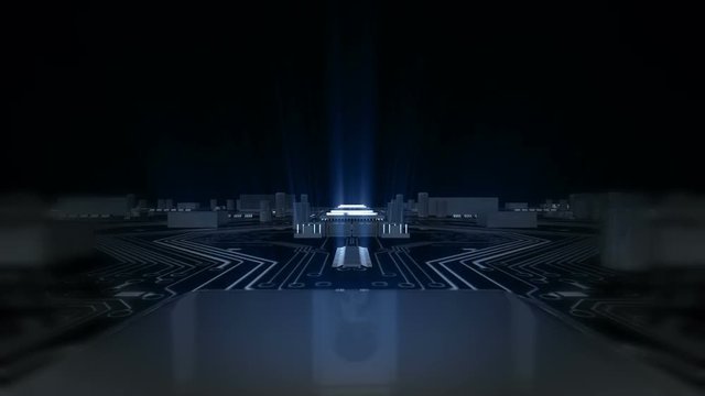 High tech computer motherboard cg animation