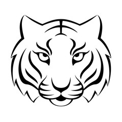 Tiger icon isolated on a white background. Tiger logo template, tatoo design, t-shirt print.
