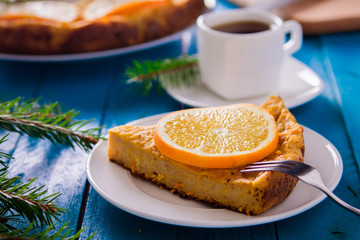Orange cake with coffee