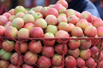 fresh indian apple selling at street shop in nepal