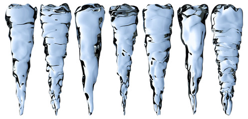 Blue clear icicles set