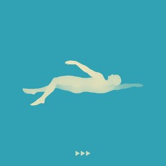 3D Swimming Man. Vector Image of a Swimmer. Sport Symbol.