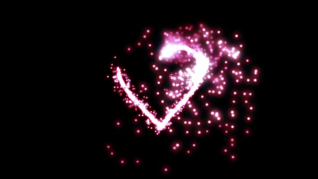 Shiny particles and stars forming heart shape