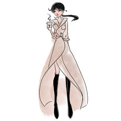 Get Ready for Autumn with Long Coat and Cup of Coffee