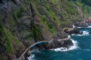 Ulleungdo Island South Korea. Nov 2016. Walking through the trails to coast and the blue sea.
