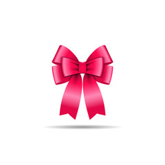 Red vector gift bow and ribbon. Vector illustration