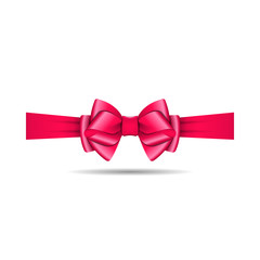 Red vector gift bow and ribbon. Vector illustration