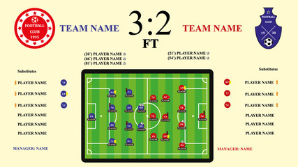 Soccer or football  match infographic elements and Statistics.