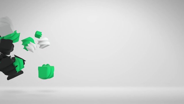 Flying 3D Distorted Cube Shapes Moving To The Off Screen