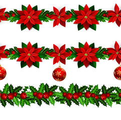 Set of n Seamless Christmas borders