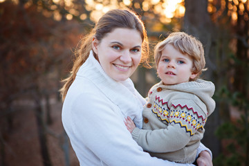 Portrait of young mother and little toddler boy