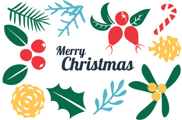 Vintage Merry Christmas And Happy New Year decorations.