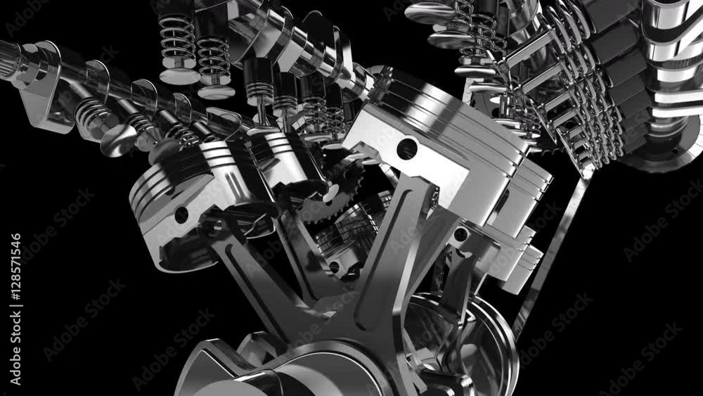 Aufkleber 3D animation of a working V8 engine with alpha channel.