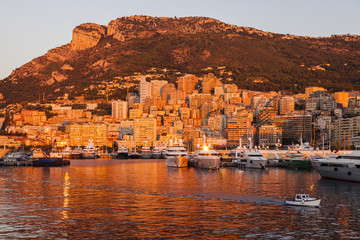 Port Hercule in Monaco at sunrise