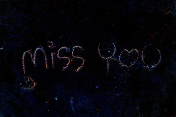 The word miss you sky background.