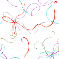 Fototapeta premium Watercolor ribbon bow pattern