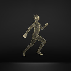 Running Man. Polygonal Design. 3D Geometric Design.