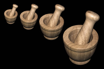 Obraz na płótnie Canvas Wooden mortar with pestle. Isolated on black background