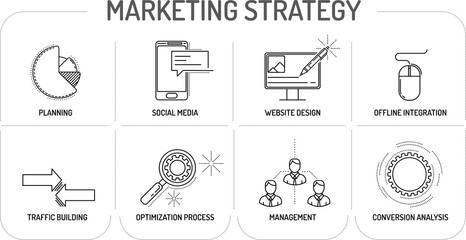 Marketing Strategy - Line icons Concept