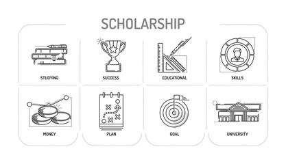 SCHOLARSHIP - Line icons Concept