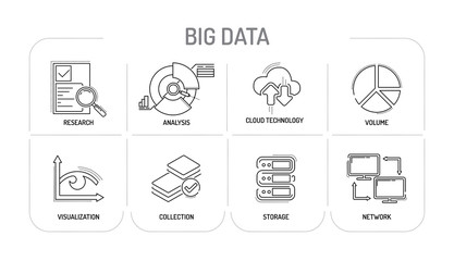 BIG DATA - Line icons Concept
