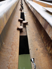 Close up of the Death Railway bridge located at Kanchanaburi, Th