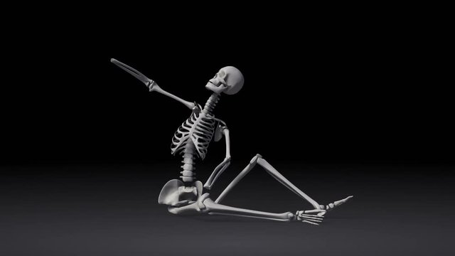 Sitting And Stretching Human Skeletal