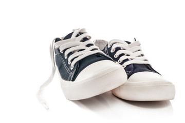 New blue sneakers on white background