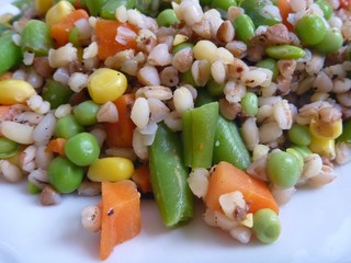 fresh healthy warm rice salad